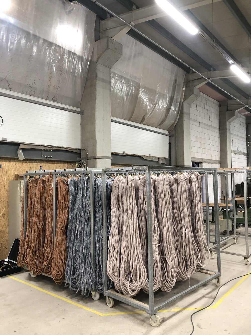 Wool being hung to dry